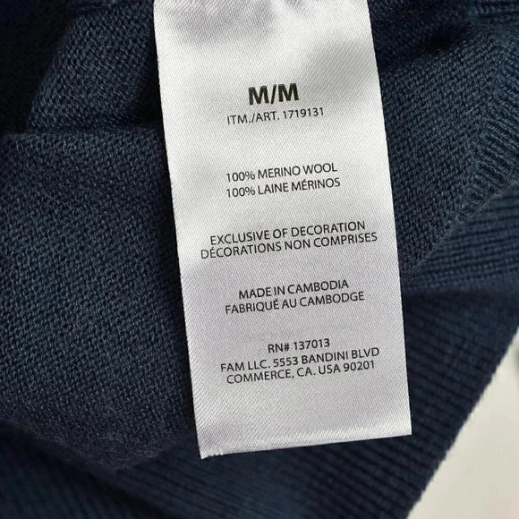 Banana Republic 100% Merino Wool Sweater Long Sleeve V-Neck Blue Size Medium - Picture 6 of 8